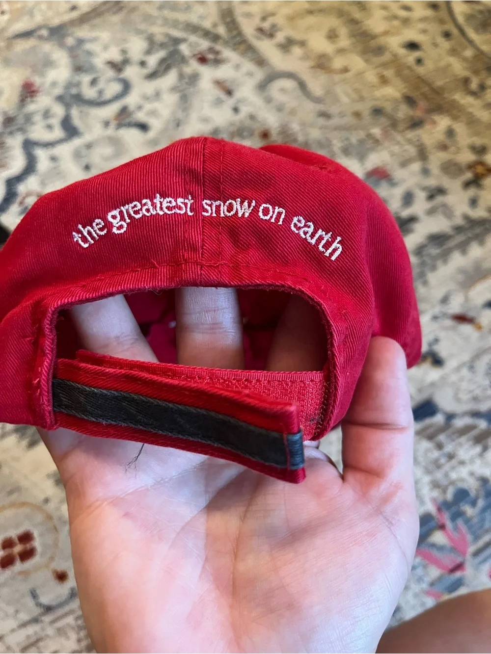 Vintage Port Authority Red 'Ski Utah' Embroidered Baseball Cap, 100% Cotton
